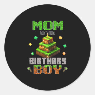 Sticker Rond Maman du garçon d'anniversaire Vidéo Partie Joueur