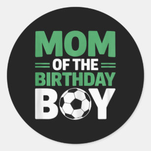 Sticker Rond Maman du garçon de la fête de soccer