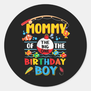 Sticker Rond Maman du gros un pêche 1er anniversaire de poisson