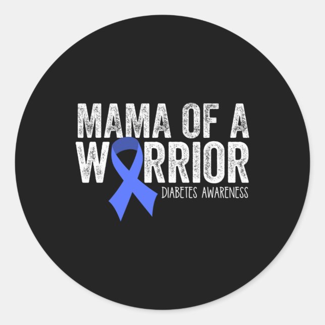 Sticker Rond Maman d'un guerrier T1D Maman diabétique Bleu Ruba (Devant)