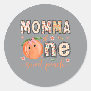 Sticker Rond Maman d'une douce pêche Fille de 1er anniversaire