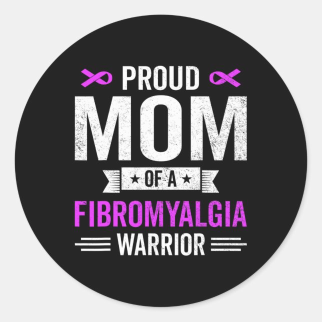 Sticker Rond Maman D'Une Fibromyalgie Guerrier Survivor Sensibi (Devant)