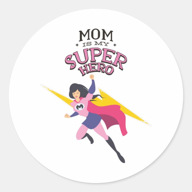 Sticker Rond Maman est mon super-héros (Devant)