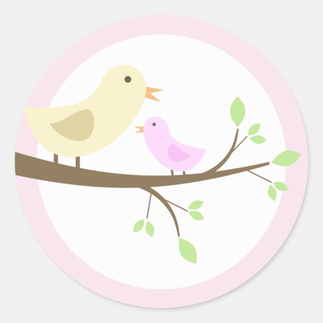 Sticker Rond Maman et bébé oiseau (Devant)