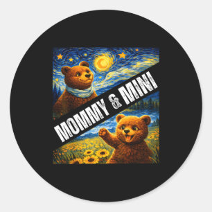 Sticker Rond Maman et mini ours mignon assortis pour la fête de