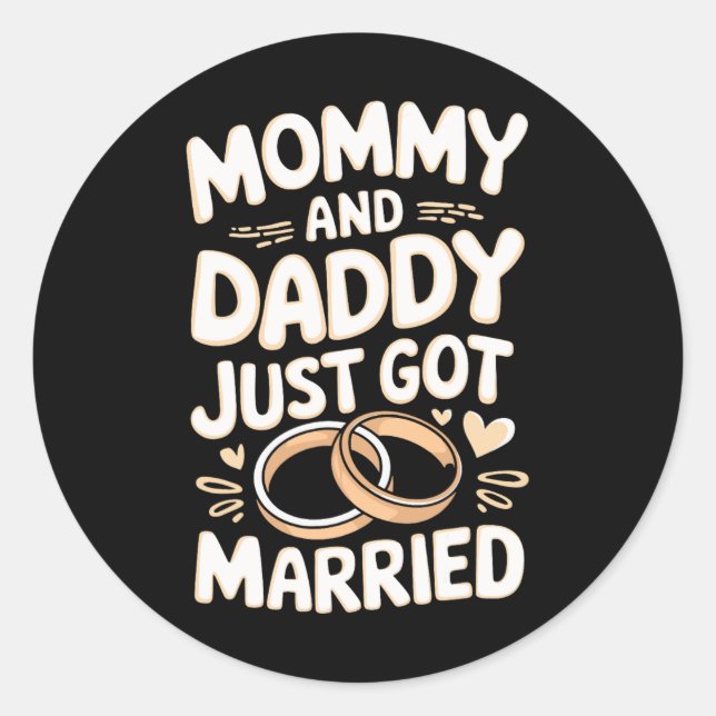 Sticker Rond Maman et Papa viennent de se marier  (Devant)