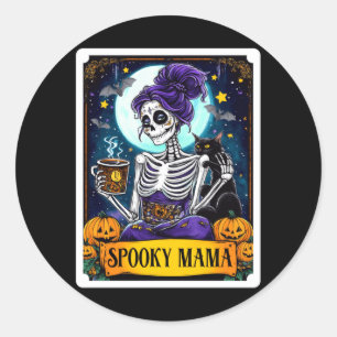 Sticker Rond Maman Fantôme Homme Carte de Tarot Halloween Maman