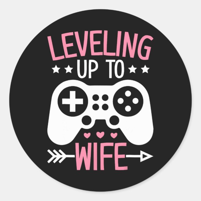 Sticker Rond Maman Femme Gamer Se Leveler Jusqu'À Femme Épouse  (Devant)