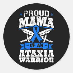 Sticker Rond Maman fière d'un guerrier de l'ataxie Ruban de sen