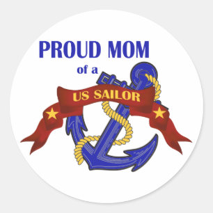 Sticker Rond Maman fière d'un marin des USA