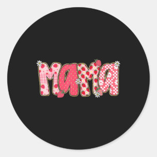 Sticker Rond Maman Fraise Maman Joyeuse Fête des mères Maman Li