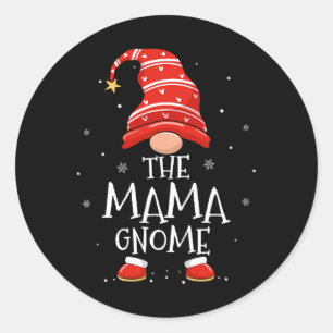 Sticker Rond Maman Gnome Noël Famille Appariée Drôle de Noël Gn
