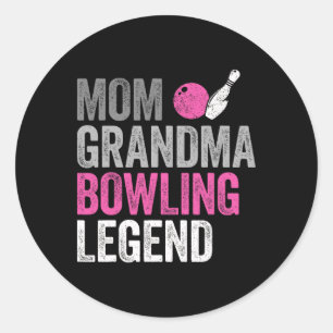 Sticker Rond Maman Grand-mère Bowling Legend Bowling Lover Mère
