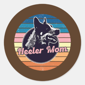 Sticker Rond Maman Heeler Rétro Chien Bouvier Australien 60s 70