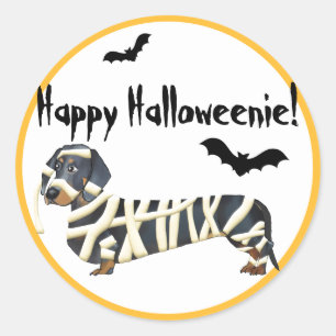 Sticker Rond Maman heureuse de teckel de Halloweenie Halloween