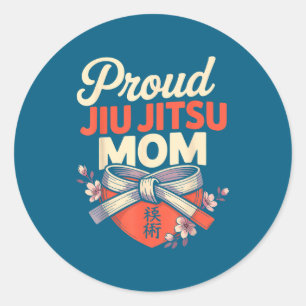 Sticker Rond Maman Jiu Jitsu Mère Design Rétro