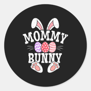 Sticker Rond Maman Lapin Joyeux Jour de Pâques Ensemble Famille