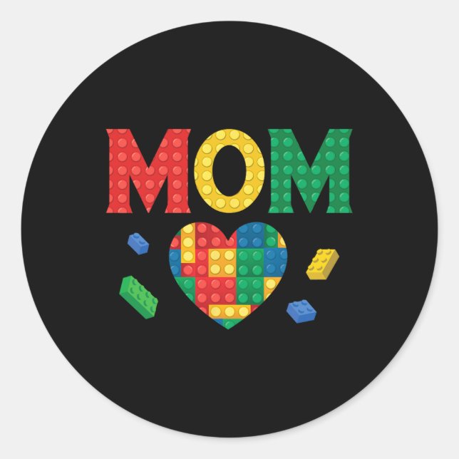Sticker Rond Maman Lover Master Builder Blocs de briques Blocs  (Devant)