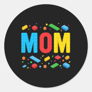 Sticker Rond Maman Maître Constructeur Bâtiment Briques Blocs F