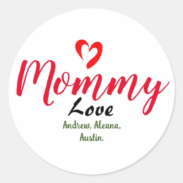 Sticker Rond maman maman maman maman nom enfant personnalisatio (Devant)