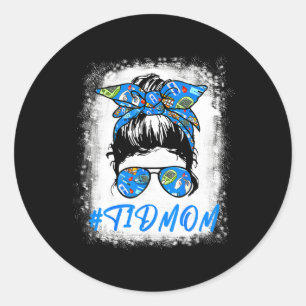 Sticker Rond Maman Messy Bun T1d Sensibilisation au diabète Fiè