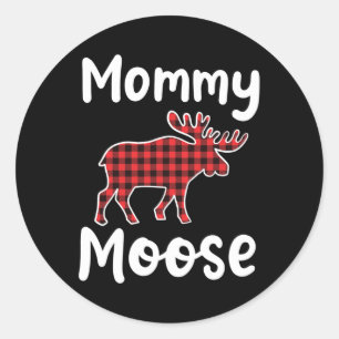 Sticker Rond Maman Moose Matching Famille Joyeux Noël En Juille