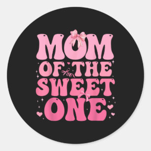 Sticker Rond Maman Of The Sweet One Coquette Bow 1er Anniversai