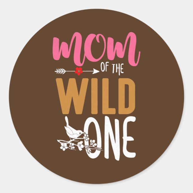 Sticker Rond Maman of the Wild One Mother's Day Momma (Devant)