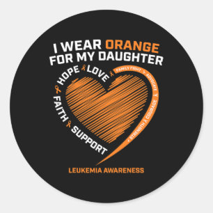 Sticker Rond Maman Papa Hommes Je Porte Orange Pour Ma Fille Le