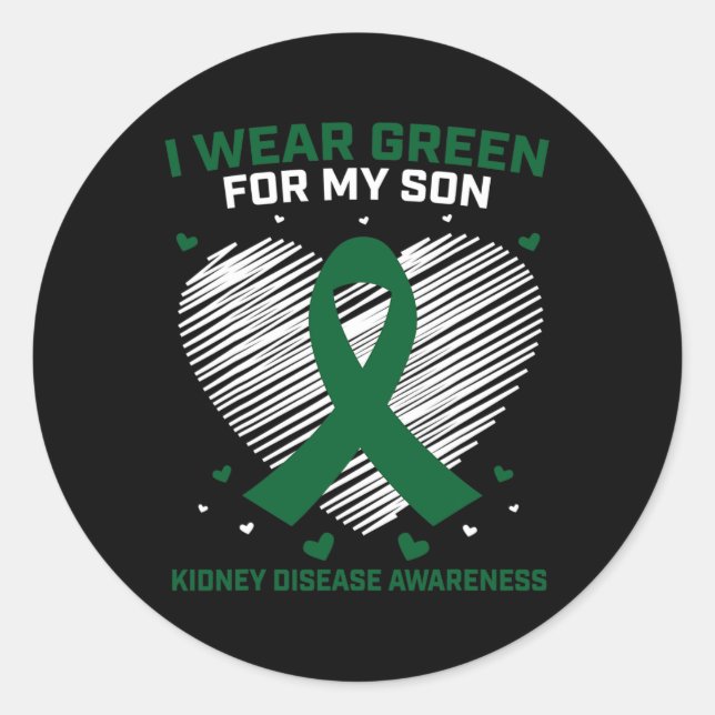 Sticker Rond Maman Papa Je Porte Du Vert Pour Mon Fils Maladie  (Devant)