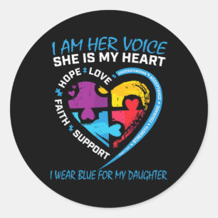 Sticker Rond Maman Papa Puzzle Je Porte Du Bleu Pour Ma Fille A