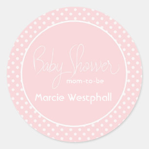 Sticker Rond Maman Pois rose Baby shower