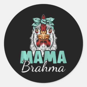Sticker Rond Maman Poule Brahma Vintage Maman Poule Soie