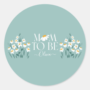 Sticker Rond Maman pour être marguerite baby shower floral nouv