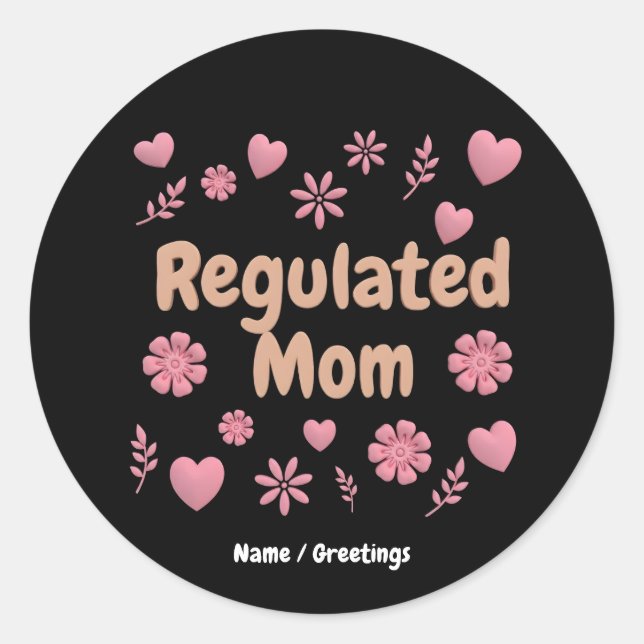 Sticker Rond Maman régulée 3D Floral Rose Cœur Esthétique (Devant)