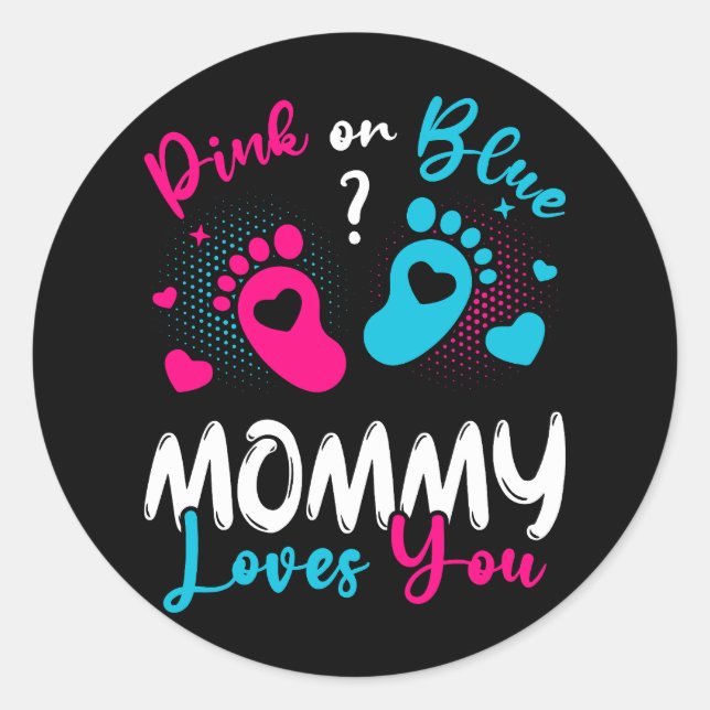 Sticker Rond Maman Rose Ou Bleue Vous Aime (Devant)