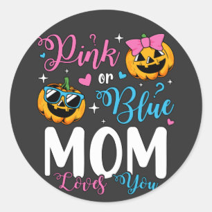 Sticker Rond Maman Rose Ou Bleue Vous Aime Citrouille Bébé