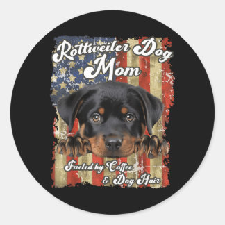 Sticker Rond Maman rottweiler étoiles rayures patriotique États