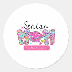 Sticker Rond Maman senior Cl de 2025 Coquette Bow Remise des di