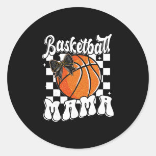 Sticker Rond Maman Sketll Coquette Nœud Jour de Match Drôle de