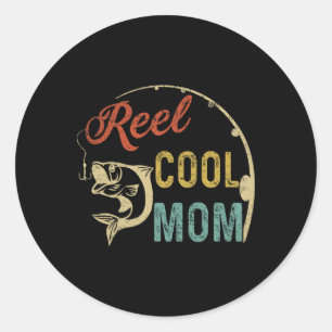 Sticker Rond Maman super cool Maman Maman pêche Fête des Pères