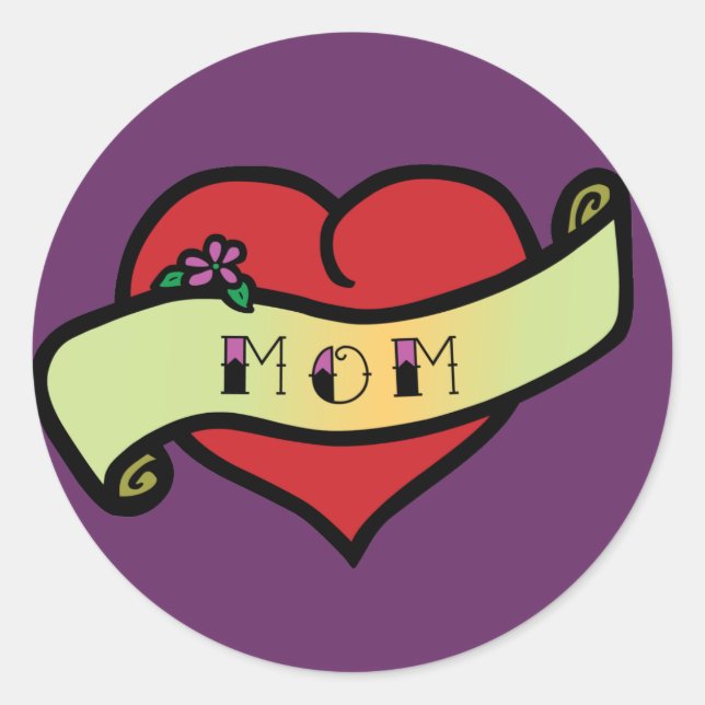 Sticker Rond Maman Tattoo Heart (Devant)