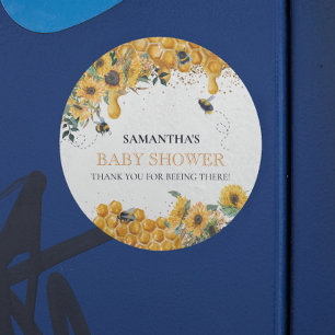 Sticker Rond Maman to Bee Aquarelle Tournesol Miel Merci