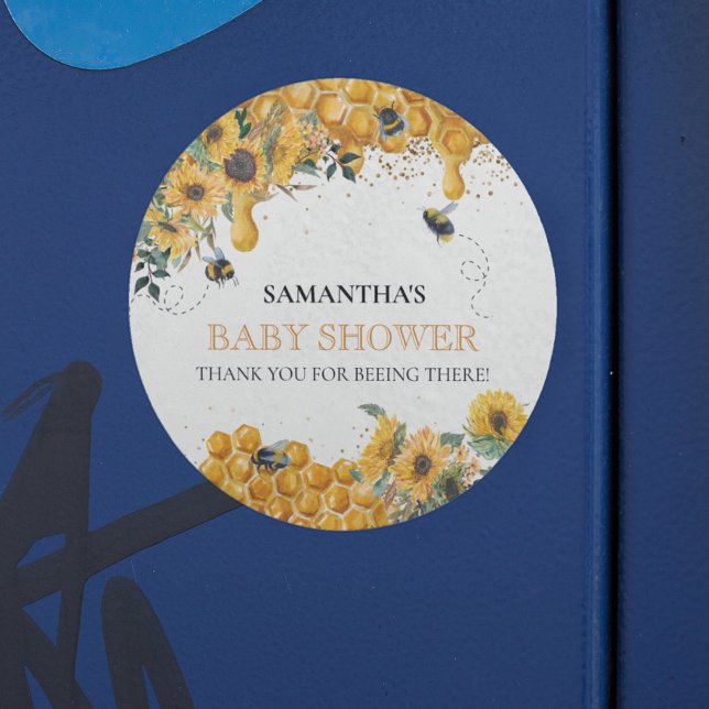 Sticker Rond Maman to Bee Aquarelle Tournesol Miel Merci (Créateur téléchargé)