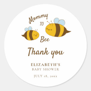Sticker Rond Maman to Bee Baby shower Merci mignonne Jaune
