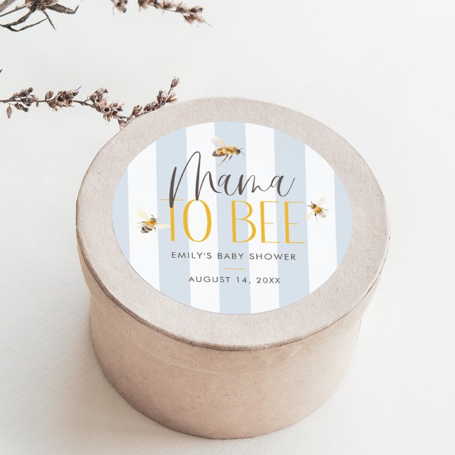 Sticker Rond Maman to Bee Honey Baby shower bleu (Créateur téléchargé)