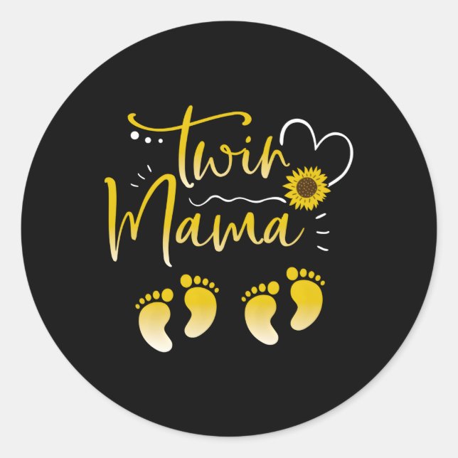 Sticker Rond Maman Twin Pour Être Enceinte Avec Grossesse Twins (Devant)