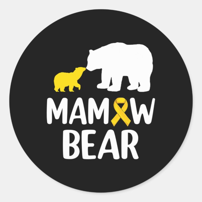 Sticker Rond Mamaw Bear Chilhood Cancer Awareness Squa (Devant)