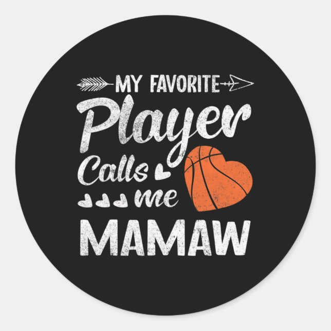 Sticker Rond Mamaw Bysketbyll Mon Joueur Favori M'Appelle Mamaw (Devant)
