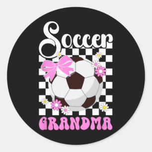 Sticker Rond Mamie de footballeur Groovy Grand-mère d'un joueur